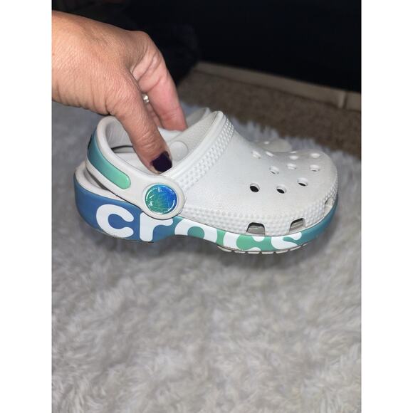 Crocs toddler boy sz. 7 "Reflector" gray design classic slip ons. Cute, fun - Picture 1 of 8